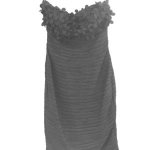 Black flower strapless tight dress